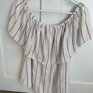 White House Black Market Off-Shoulder Blouse with Stripes